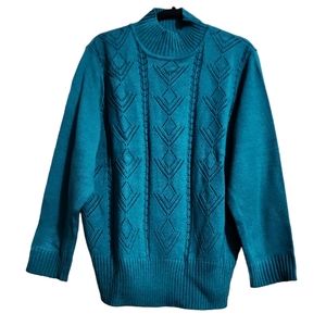 Vicki Wayne plus teal mock neck long sleeve sweater 1X